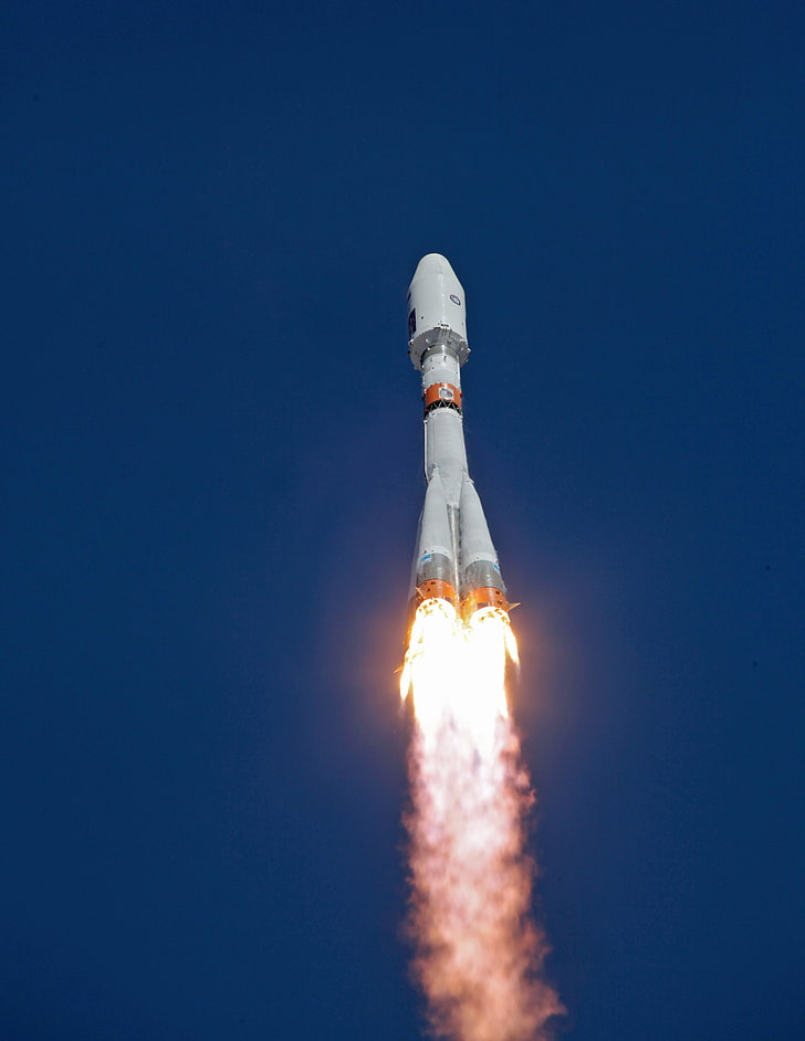 Roscosmos, Soyuz, copy space, blue, sky, nature, space exploration