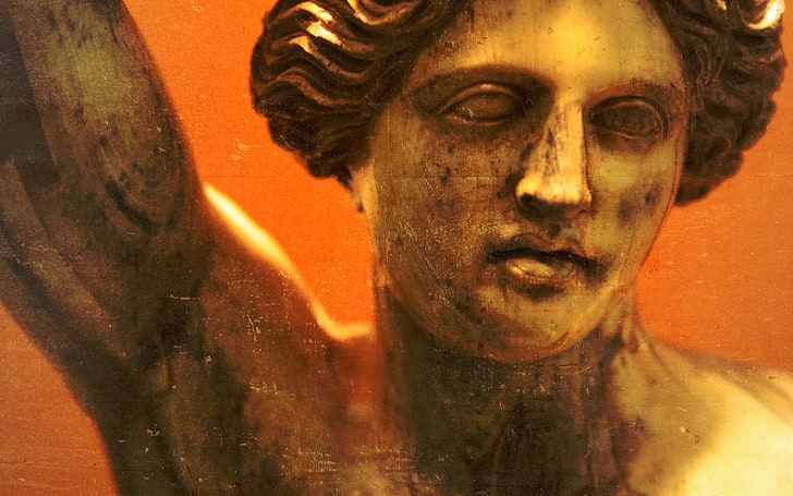 Greek Statue, art, brown, close‑up, greece, orange, photography, HD wallpaper