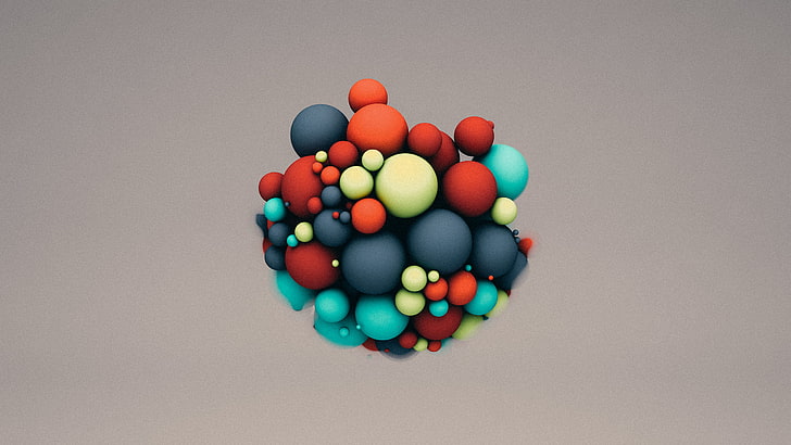 red and blue circle cluster illustration, Cinema 4D, simple background, HD wallpaper