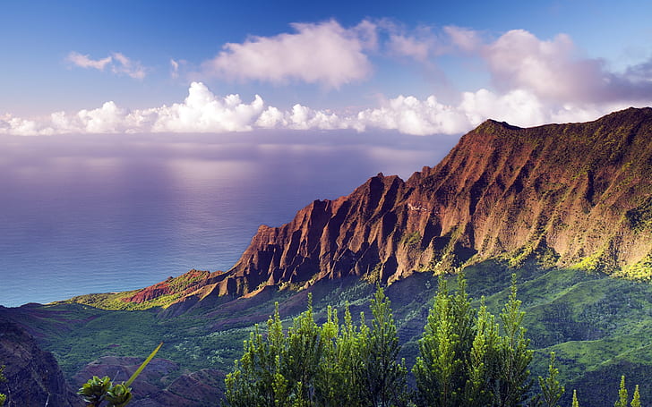 Na Pali Coast State Park sunset at Hawaii, HD wallpaper