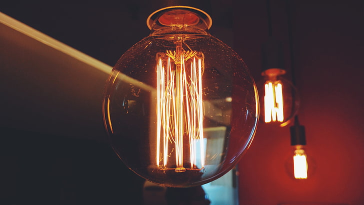 photography, light bulb, red, filament, electricity, lighting equipment