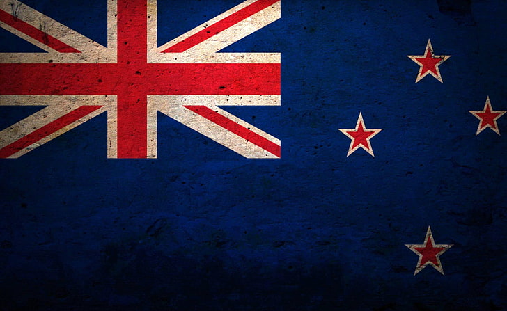 Grunge Flag Of New Zealand, United Kingdom flag, Artistic, star shape, HD wallpaper