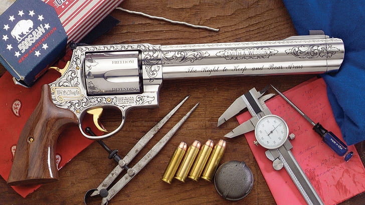 weapons, revolver, engraving, custom, Smith and Wesson, 500 SandW Magnum