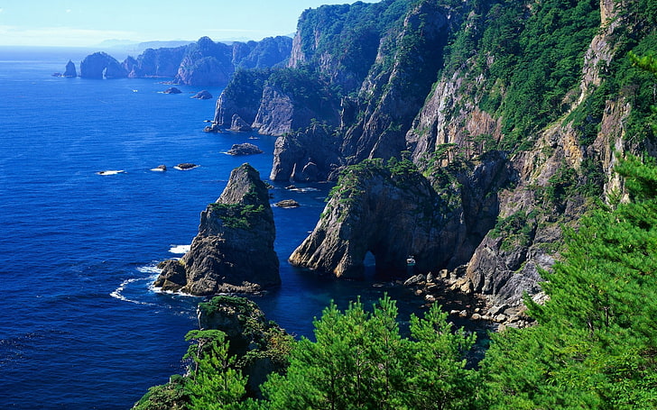 landscape, sea, cliff, nature, water, scenics - nature, beauty in nature, HD wallpaper