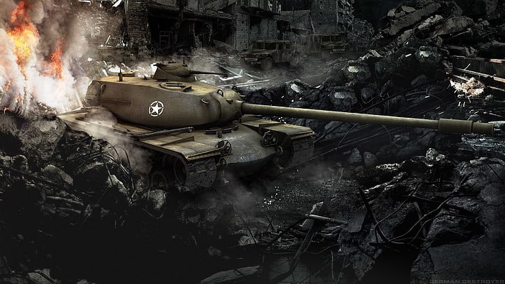 gray army tank wallpaper, world of tanks, t110e5, usa, bigworld HD wallpaper