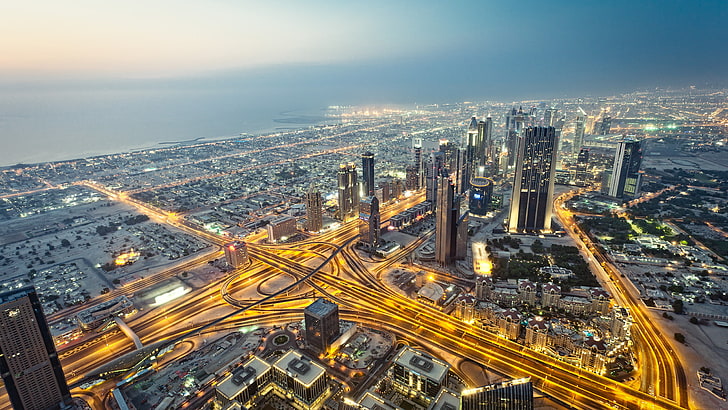 high rise buildings, the city, skyscrapers, Dubai, UAE, cityscape, HD wallpaper