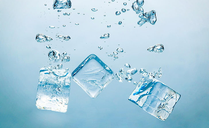Ice Cubes - Bubbles, ice cubes, Elements, Water, studio shot, HD wallpaper