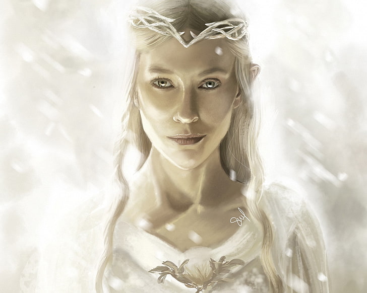 artwork, elven, Fantasy girl, Galadriel, The Lord Of The Rings, HD wallpaper