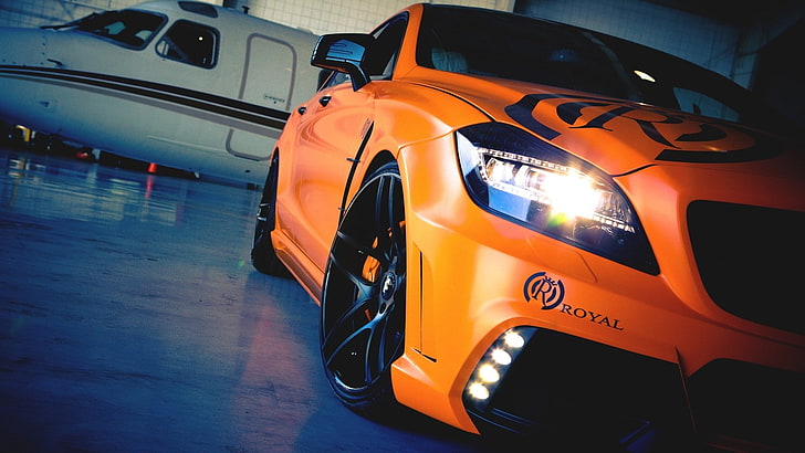 car, orange, Mercedes-Benz, supercars, tuning, mode of transportation, HD wallpaper