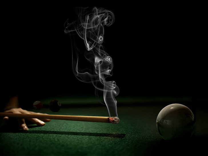 brown cue cigar illustration, ball, corruption, Billiards, sport, HD wallpaper