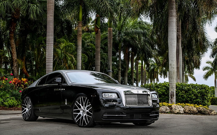 black coupe, rolls-royce, wraith, side view, car, land Vehicle