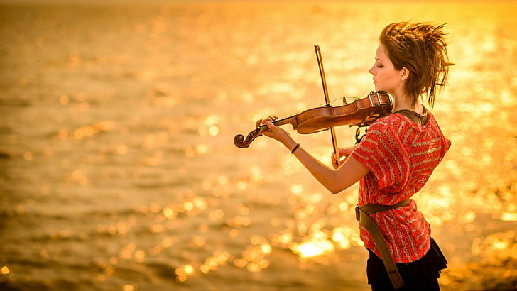 Lindsey Stirling, violin, women, celebrity, musical instrument, HD wallpaper