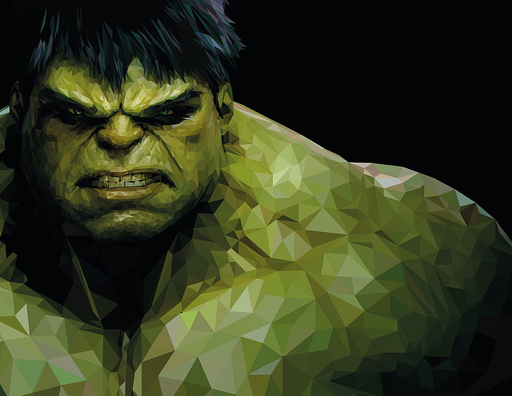 Low poly, Marvel Comics, 4K, Hulk, Superhero, HD wallpaper
