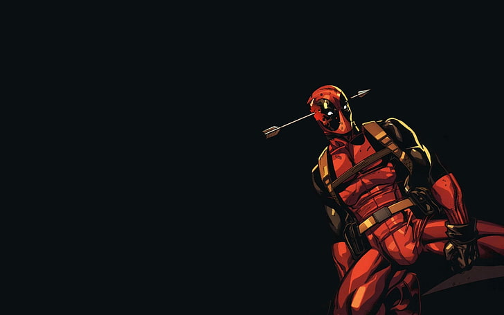 Deadpool vector art, comic art, copy space, people, red, clothing, HD wallpaper