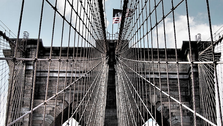 cityscape, Brooklyn Bridge, USA, architecture, built structure