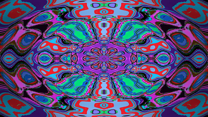 Psychedelic mandala, multicolored art, 3d-and-cg, abstract, colors, HD wallpaper