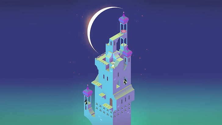 Video Game, Monument Valley, studio shot, colored background