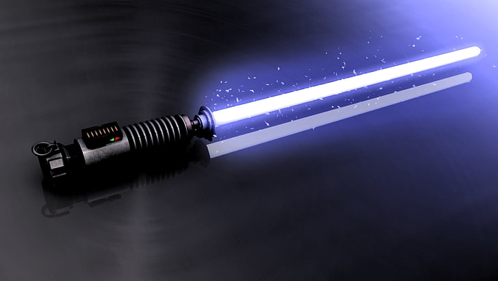 white lightsaber with black handle, Star Wars, science fiction