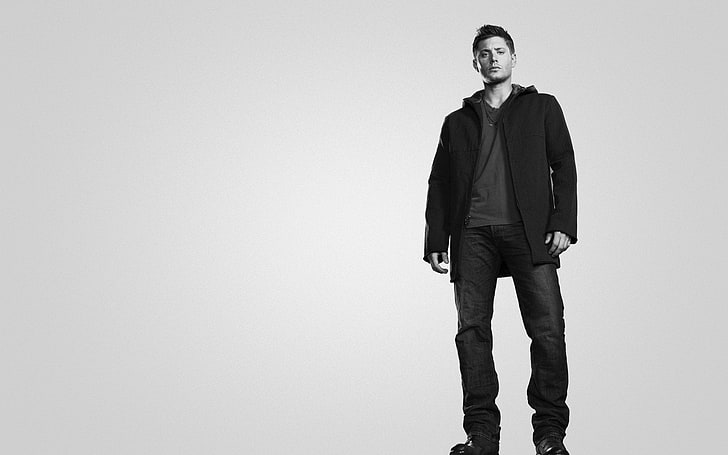Actors, Jensen Ackles, standing, studio shot, one person, white background