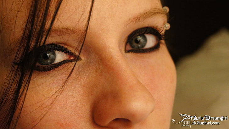 Aria Dreamgirl, women, closeup, pierced eyebrow, human body part
