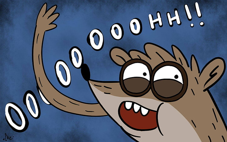 Regular Show, Rigby, communication, blue, close-up, text, no people