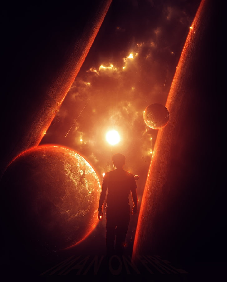 movie scene illustration, galaxy, planet, lights, clouds, universe, HD wallpaper