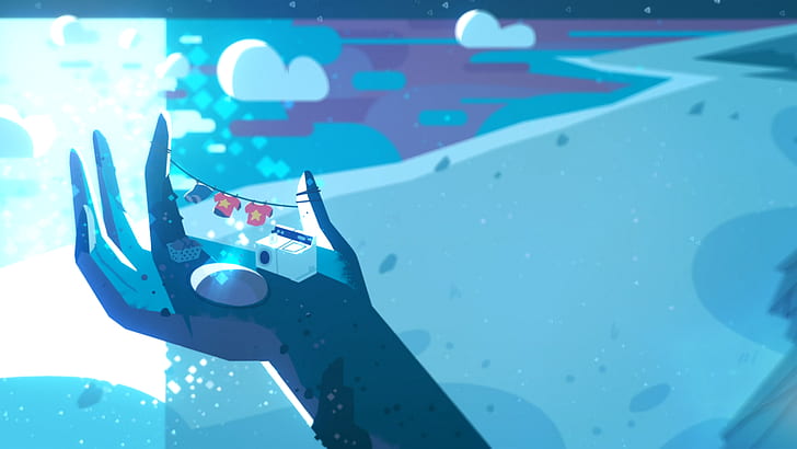 Steven Universe, cartoon, blue, hands, HD wallpaper