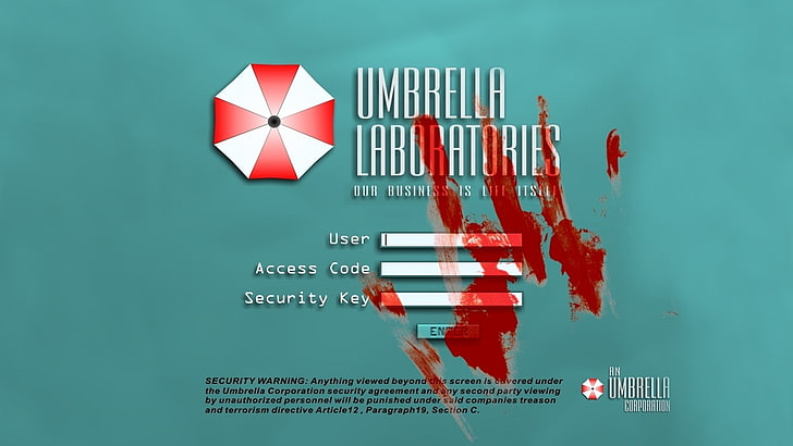 Umbrella Corporation, Resident Evil, video games, blood, red