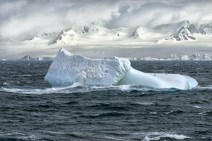 big iceberg float on middle of ocean, nature, Christopher Michel, HD wallpaper