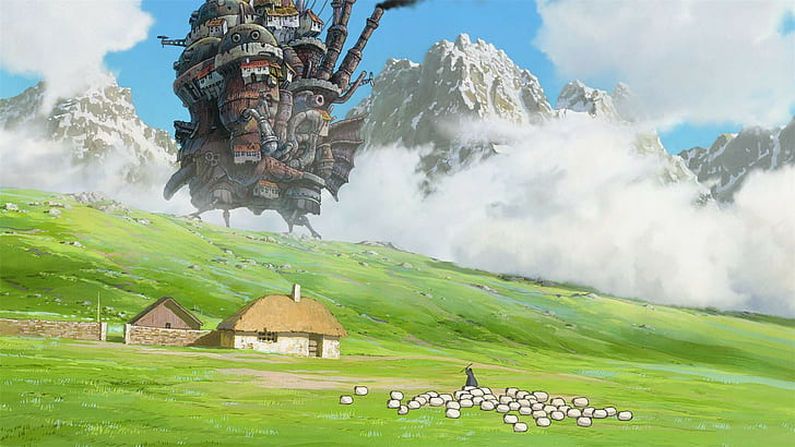 anime, Hayao Miyazaki, Howls Moving Castle, My Neighbor Totoro, HD wallpaper