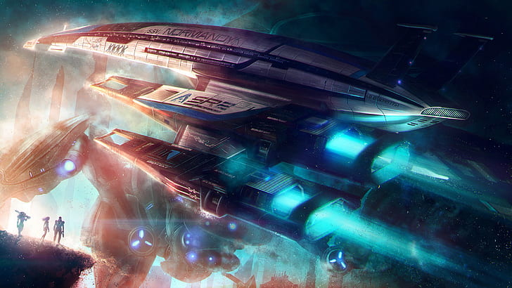 Normandy SR-2 Mass Effect, space ship, HD wallpaper