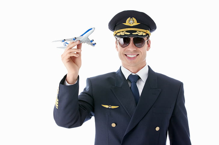 Pilot, Toy, Airplane, uniform, white background, clothing, cut out, HD wallpaper