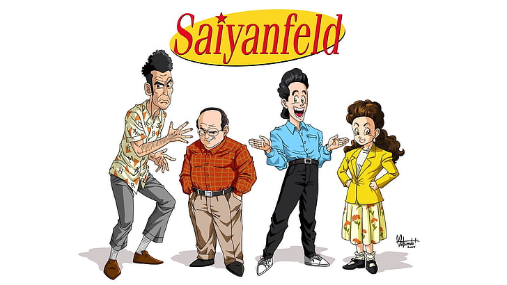 Saiyenfeld clip-art, Seinfeld, Dragon Ball Z, crossover, white background