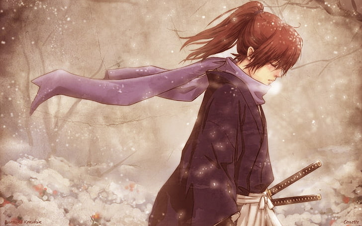 manga, Rurouni Kenshin, Himura Kenshin, one person, snow, child
