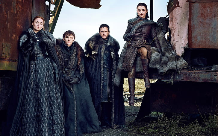 Sansa Stark, House Stark, Jon Snow, Arya Stark, actor, Game of Thrones, HD wallpaper