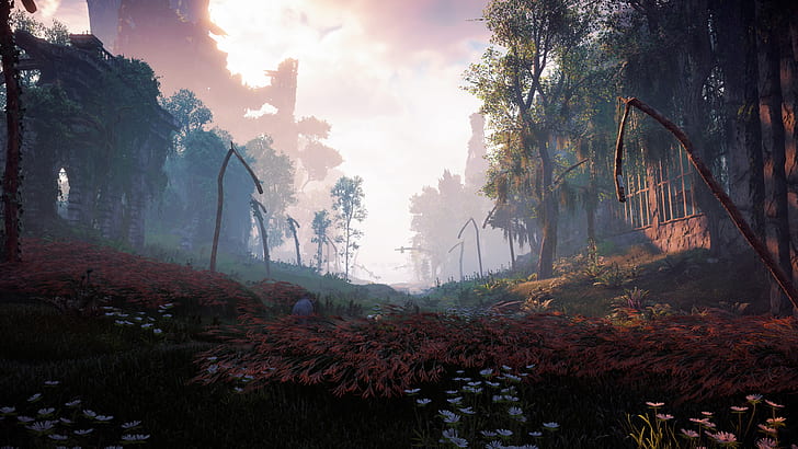 Horizon: Zero Dawn, nature, Harvest, apocalyptic, ruins, overgrown, HD wallpaper