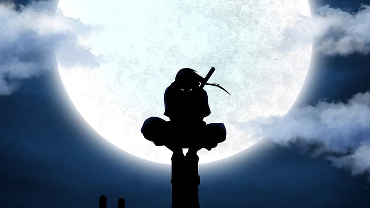 Itachi Uchiha - Naruto, Uchiha Itachi, Anime, silhouette, sky, HD wallpaper