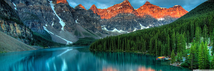 Canada, 4K, Moraine Lake, mountains, Banff, forest, scenics - nature, HD wallpaper