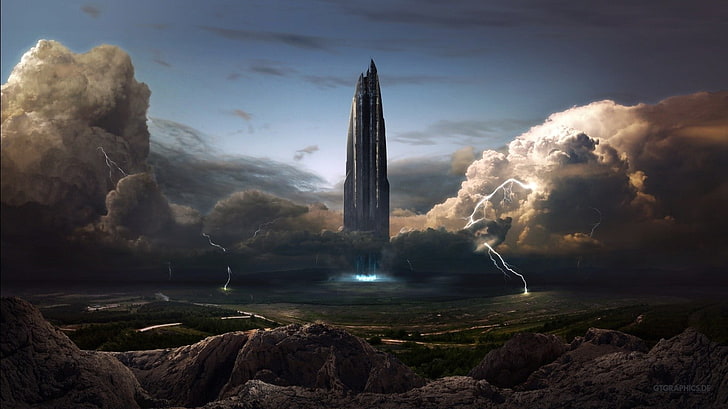 concrete tower, science fiction, aliens, sky, cloud - sky, travel destinations
