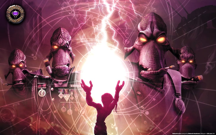Oddworld: Abe's Oddysee, aliens, video games, illuminated, representation