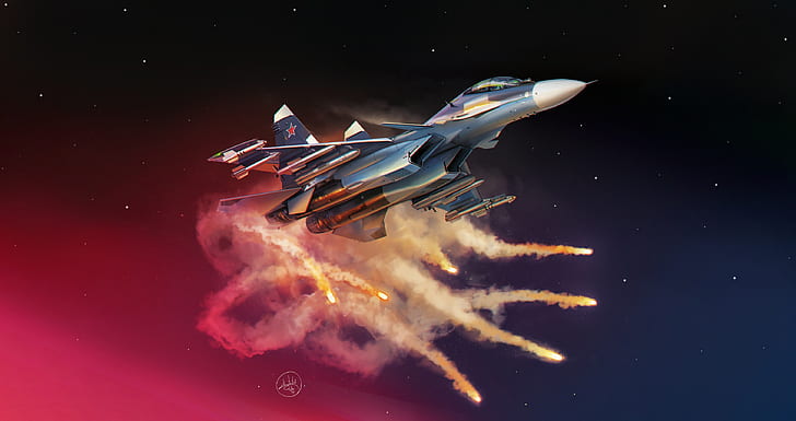 The plane, Fighter, Russia, Art, Aviation, BBC, Dry, Illustration, HD wallpaper