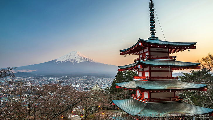 Chureito Pagoda and Mount Fuji, Fujiyoshida, Japan, Asia, HD wallpaper