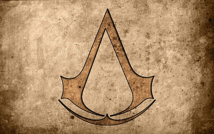triangular brown illustration, assassins creed, assassins symbol, HD wallpaper
