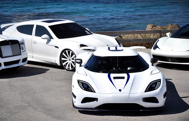 white sports cars, Phantom, Koenigsegg, Ferrari, Desktop, Machine