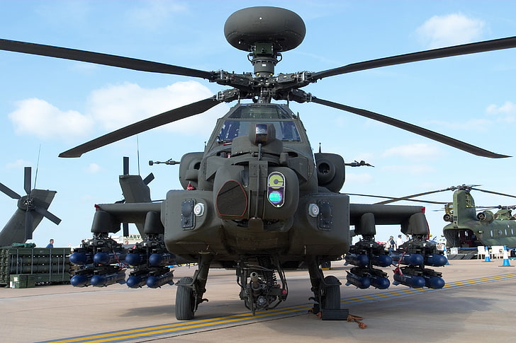black apache helicopter, military, helicopters, aircraft, Boeing Apache AH-64D, HD wallpaper