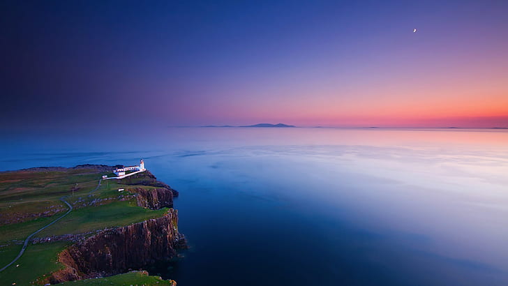 Lighthouse Ocean Sunset Coast HD, nature, HD wallpaper