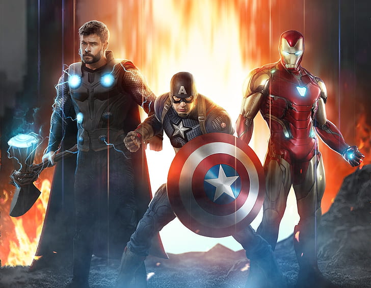 The Avengers, Avengers EndGame, Captain America, Iron Man, Marvel Comics, HD wallpaper