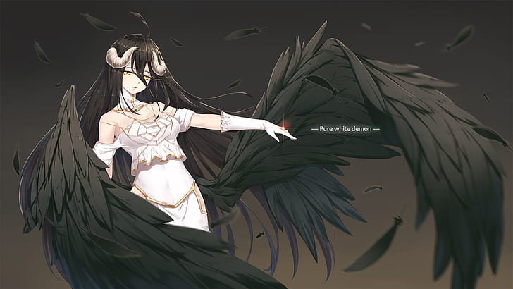 anime girls, Overlord (anime), Albedo (OverLord), wings HD wallpaper