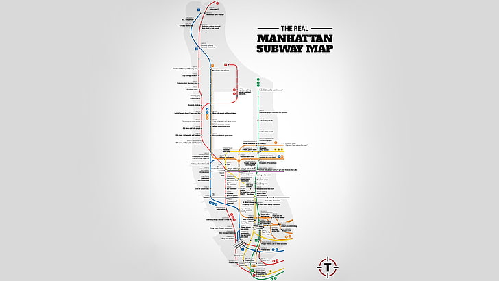 Manhattan Subway Map, digital art, simple background, typography, HD wallpaper