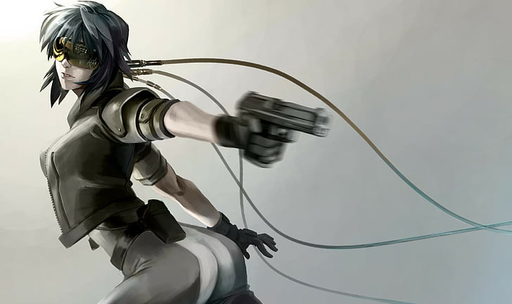manga, Ghost in the Shell, holding, one person, technology, HD wallpaper